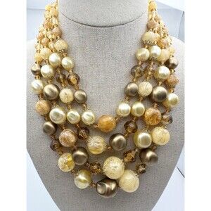 Vintage Western Germany Multistrand Bead Necklace 17”
